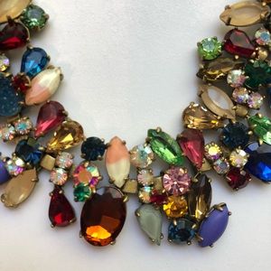 12” multicolored rhinestone necklace faux gold
